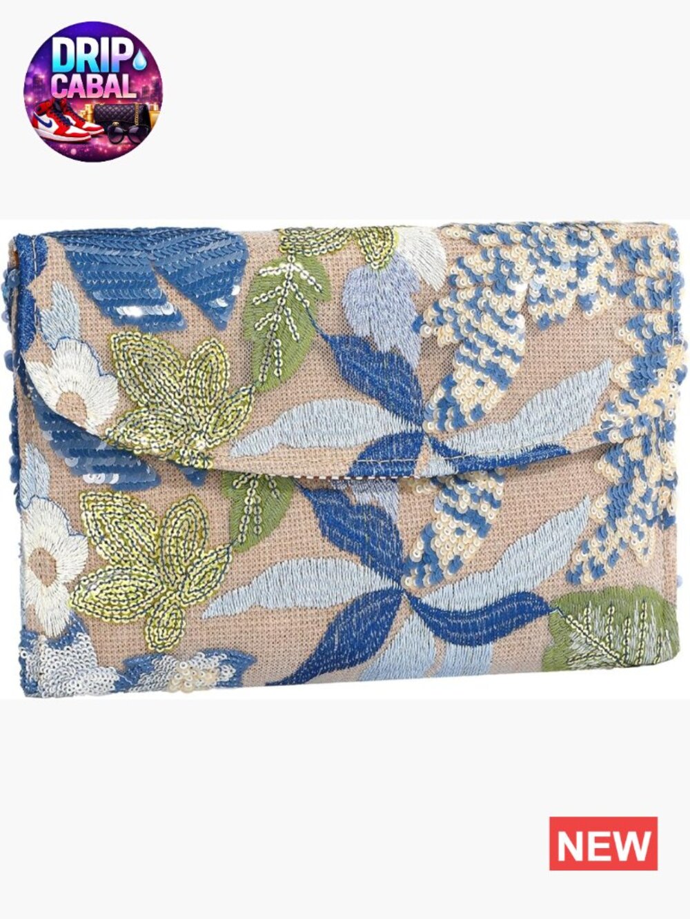 Floral Beaded Clutch Embroidery Sequin Evening Bag with Chain Strap